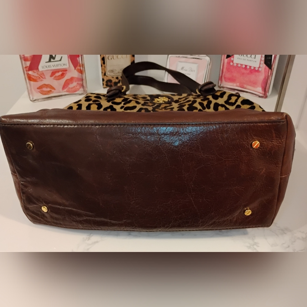 Tory Burch Tote - Leopard Calf Hair & Brown Leather-Trim GHW - Picture 3 of 16